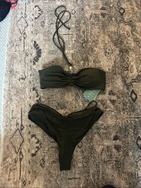 H&M Olive Strapless Bandeau Bikini Set